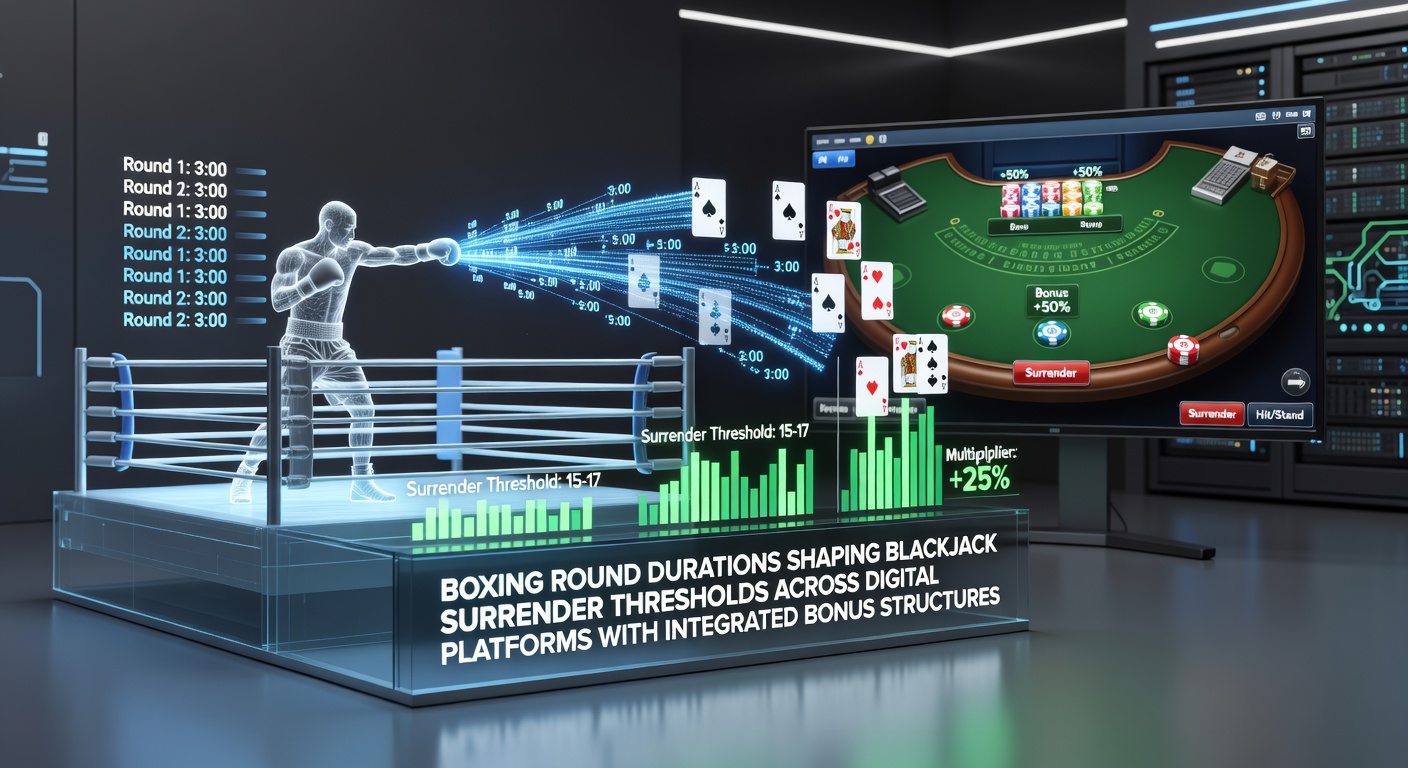 Digital blackjack interface displaying surrender options alongside timing metrics derived from boxing round structures
