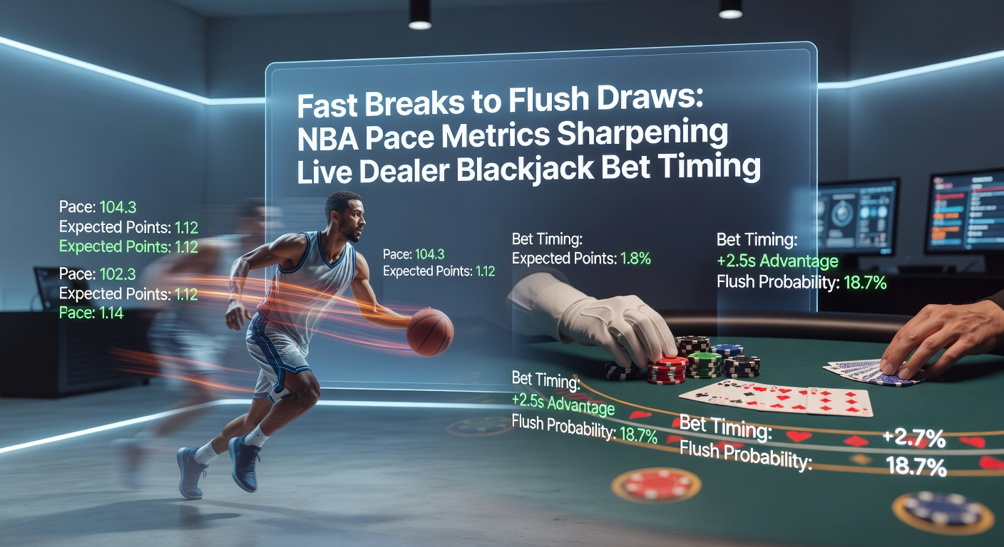 Dynamic NBA fast break action transitioning into a live dealer blackjack hand, illustrating pace-driven betting synergy