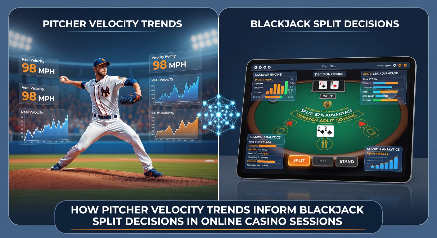 Data visualization comparing pitcher velocity graphs with blackjack split frequency charts over multiple sessions