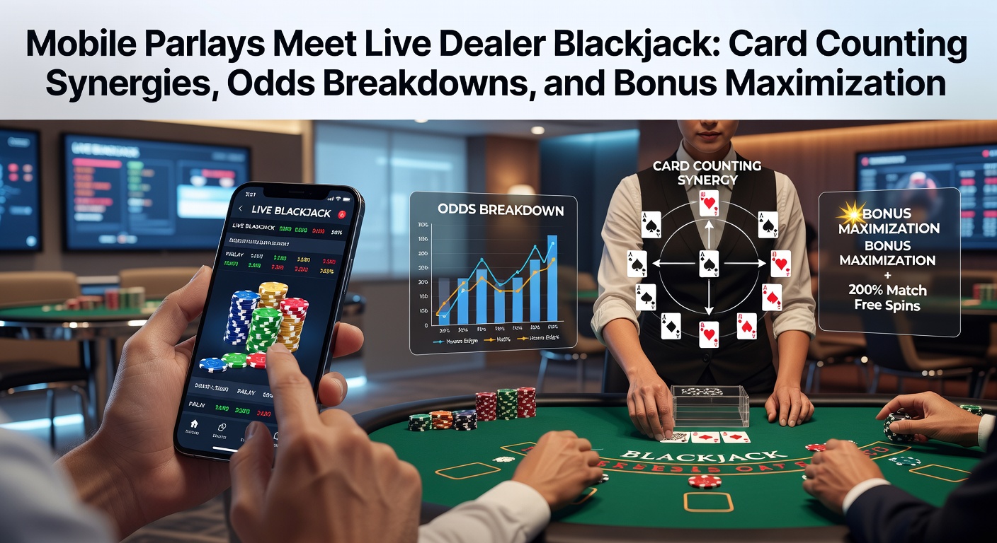 Smartphone screen split between a live sports parlay bet and a live dealer blackjack table, highlighting seamless mobile integration for gamblers