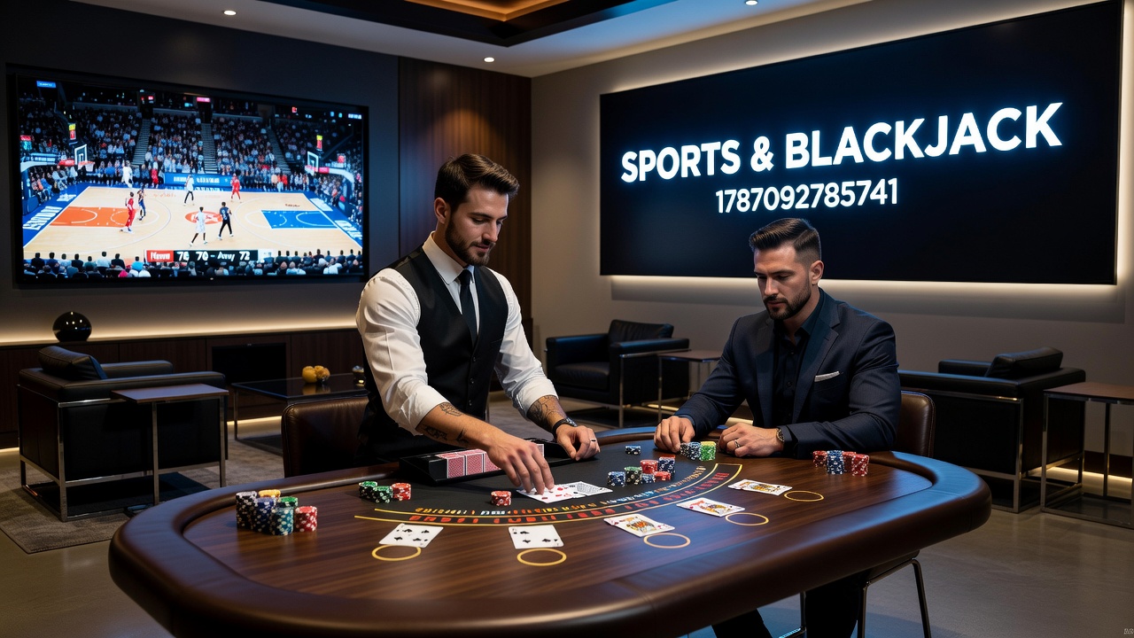 Example dashboard displaying synchronized sports statistics and blackjack probability readouts