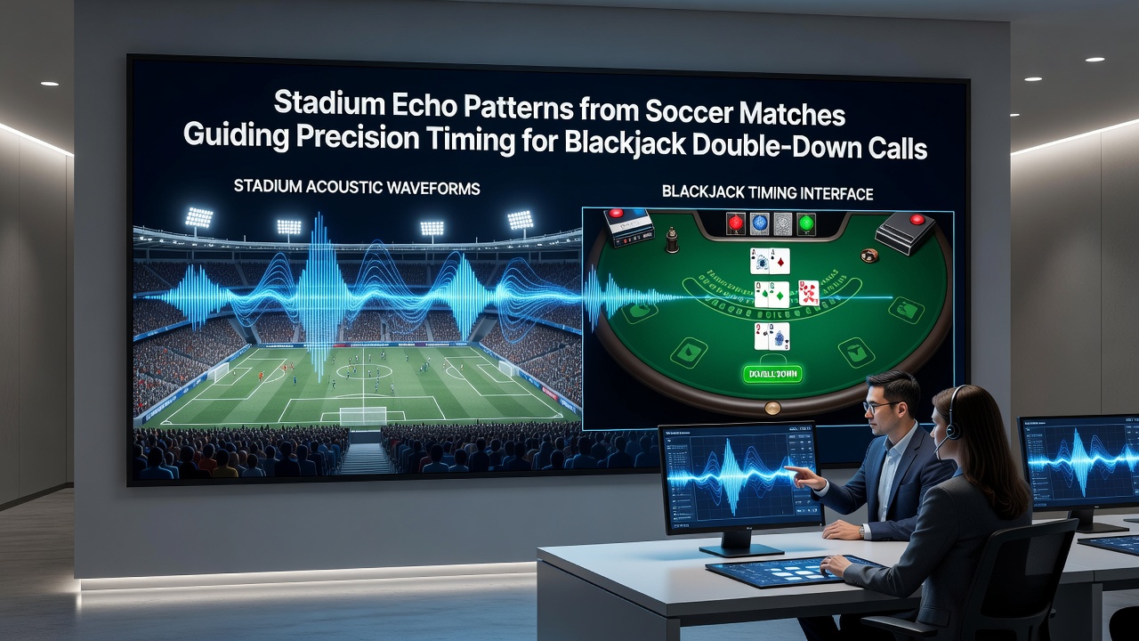 Detailed waveform analysis of stadium echoes paired with blackjack probability tables in a mobile hybrid application